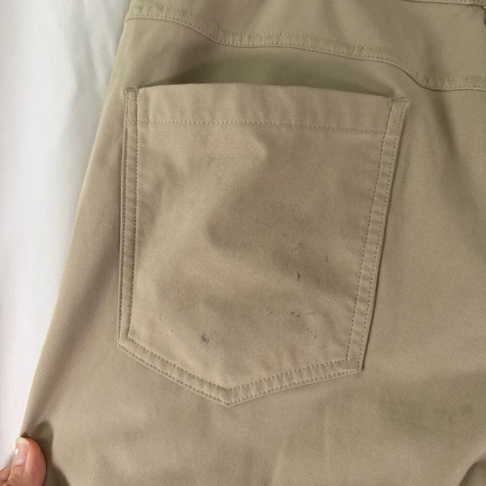 Lululemon ABC Pants Men's 36 Khaki Brown Chino Flat Front Tech Fit Button Zip